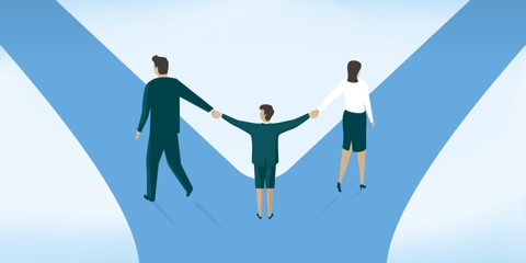 Illustration of two parents parting ways