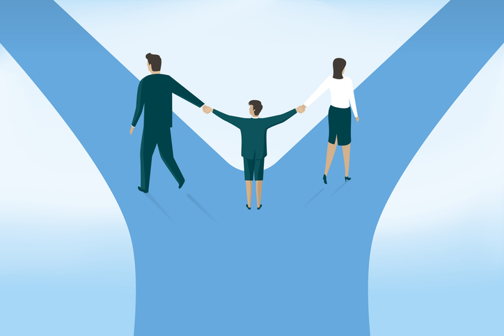 Illustration of two parents parting ways